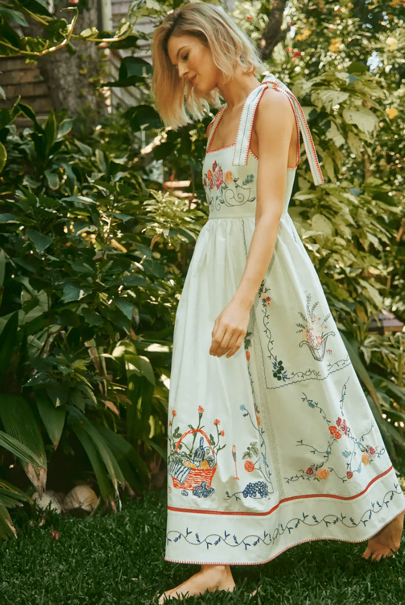 Stefy Dress in Multi Embroidery - Hunter Bell - Archery Close