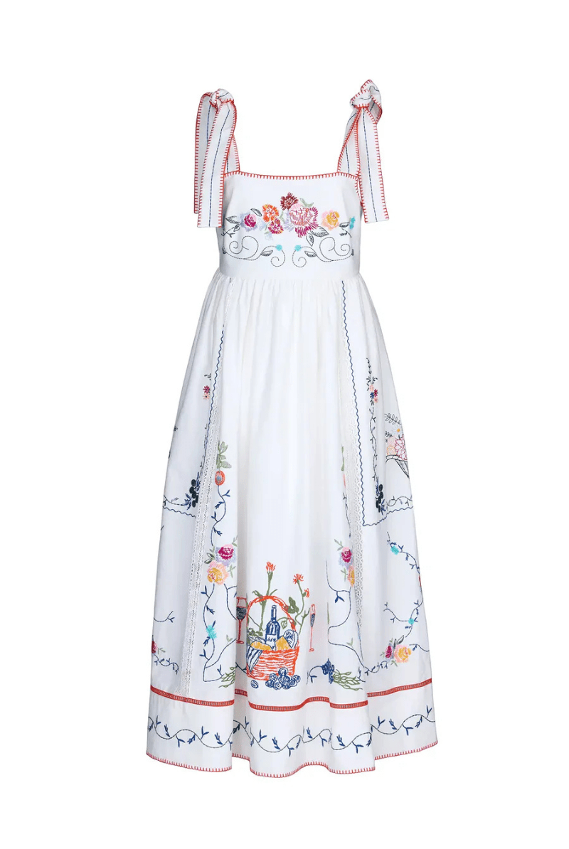 Stefy Dress in Multi Embroidery - Hunter Bell - Archery Close