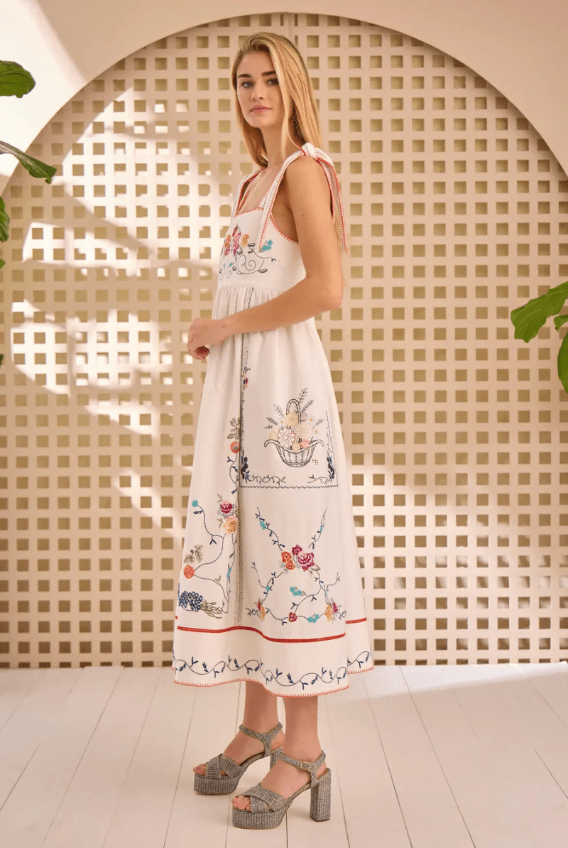 Stefy Dress in Multi Embroidery - Hunter Bell - Archery Close