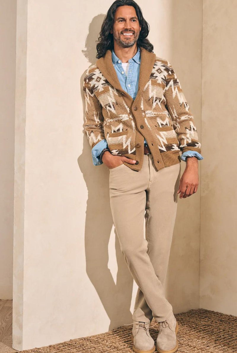 Stretch Terry 5 Pocket - Desert Khaki - Faherty Brand - Archery Close