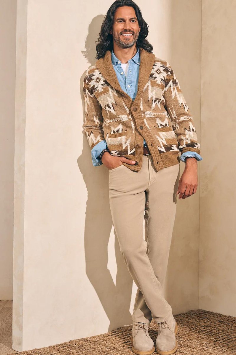 Stretch Terry 5 Pocket - Desert Khaki - Faherty Brand - Archery Close