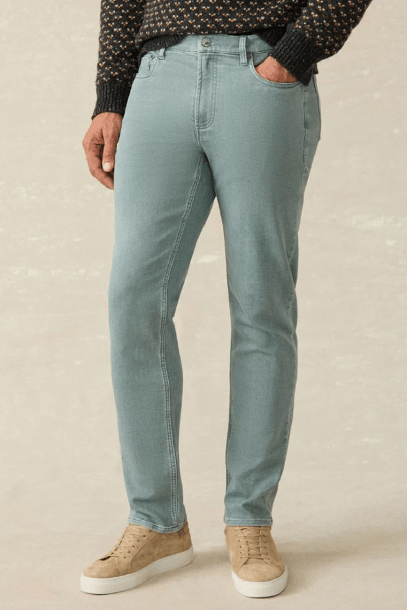 Stretch Terry 5 Pocket - Ocean Glass - Faherty Brand - Archery Close