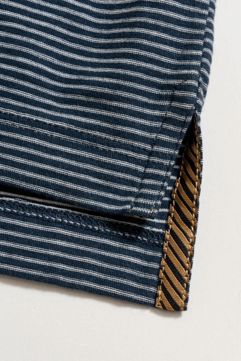 Stripe Pensacola Polo in Carbon Blue/Silver - Billy Reid - Archery Close