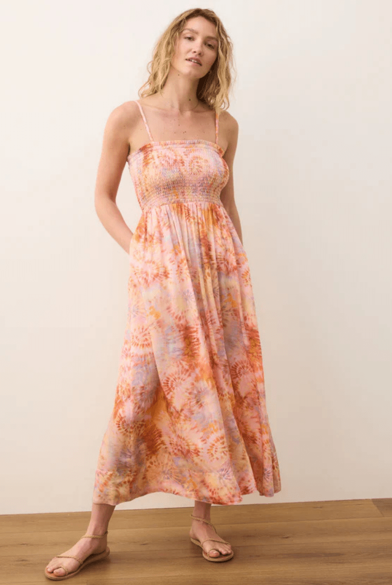 Sutton Strapless Maxi Dress in Tie Dye - Marine Layer - Archery Close