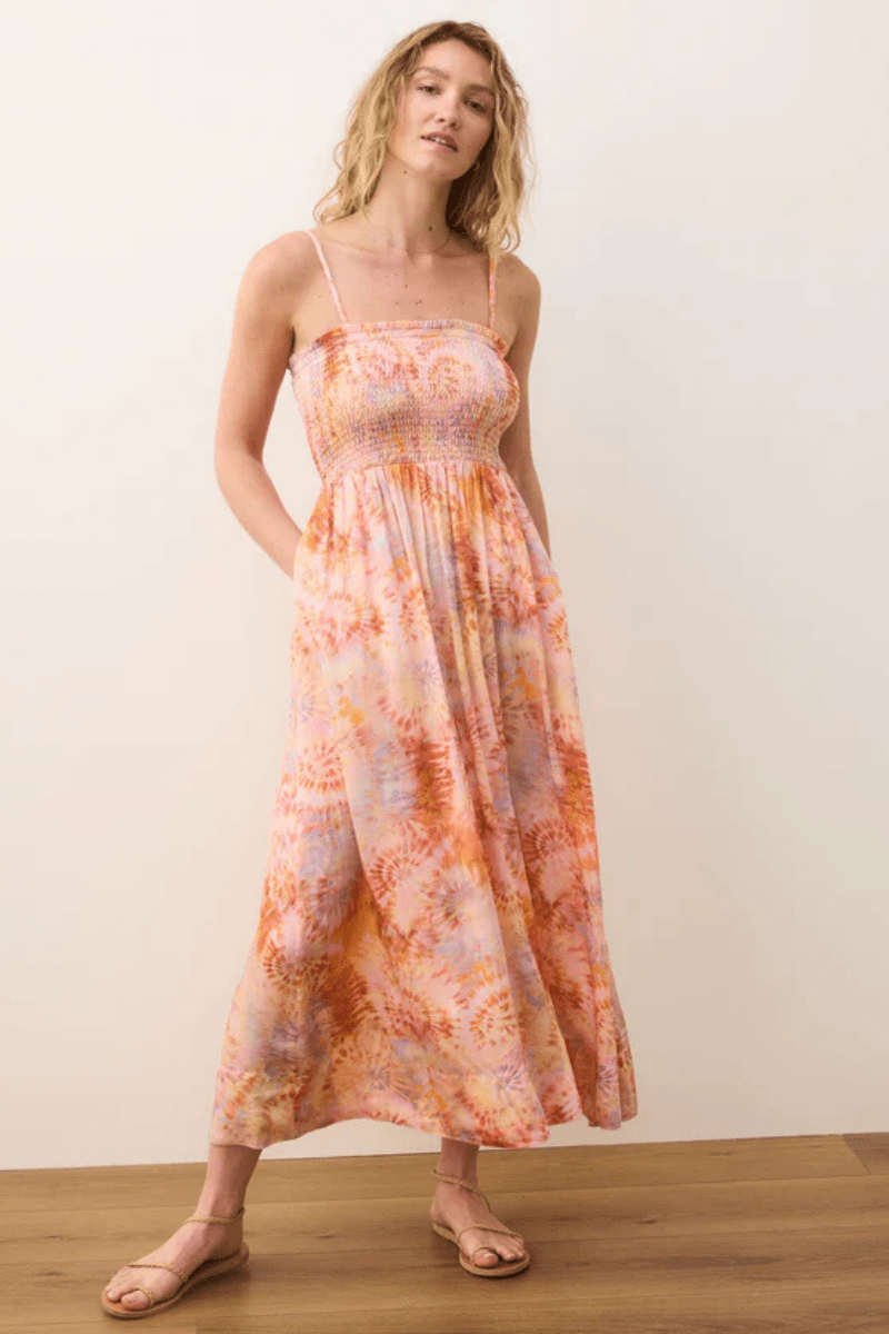 Sutton Strapless Maxi Dress in Tie Dye - Marine Layer - Archery Close