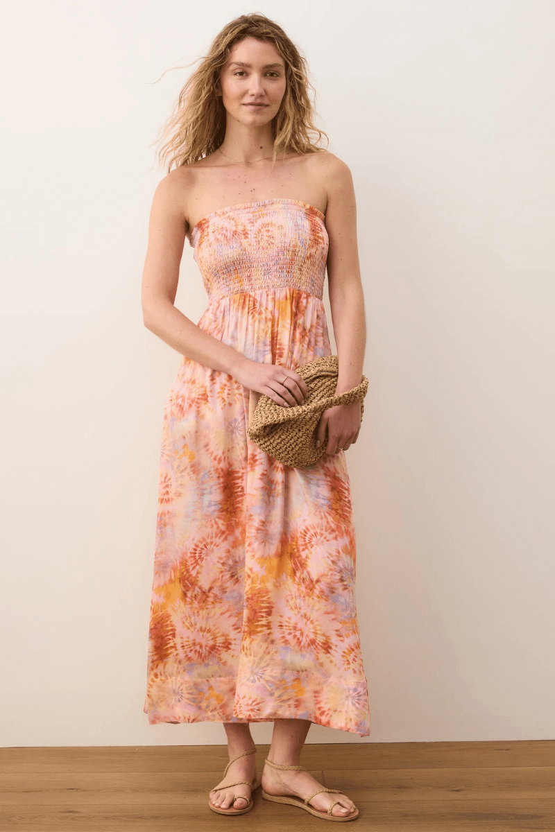 Sutton Strapless Maxi Dress in Tie Dye - Marine Layer - Archery Close