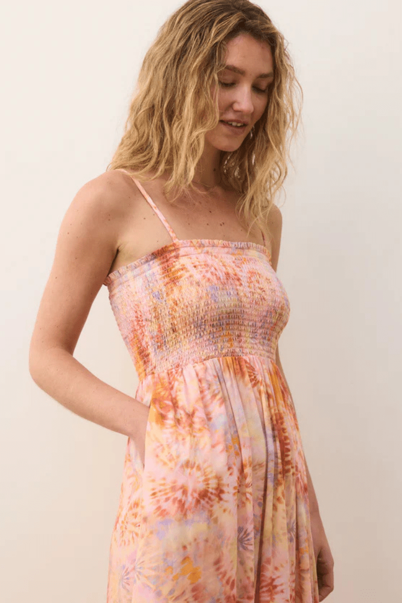 Sutton Strapless Maxi Dress in Tie Dye - Marine Layer - Archery Close