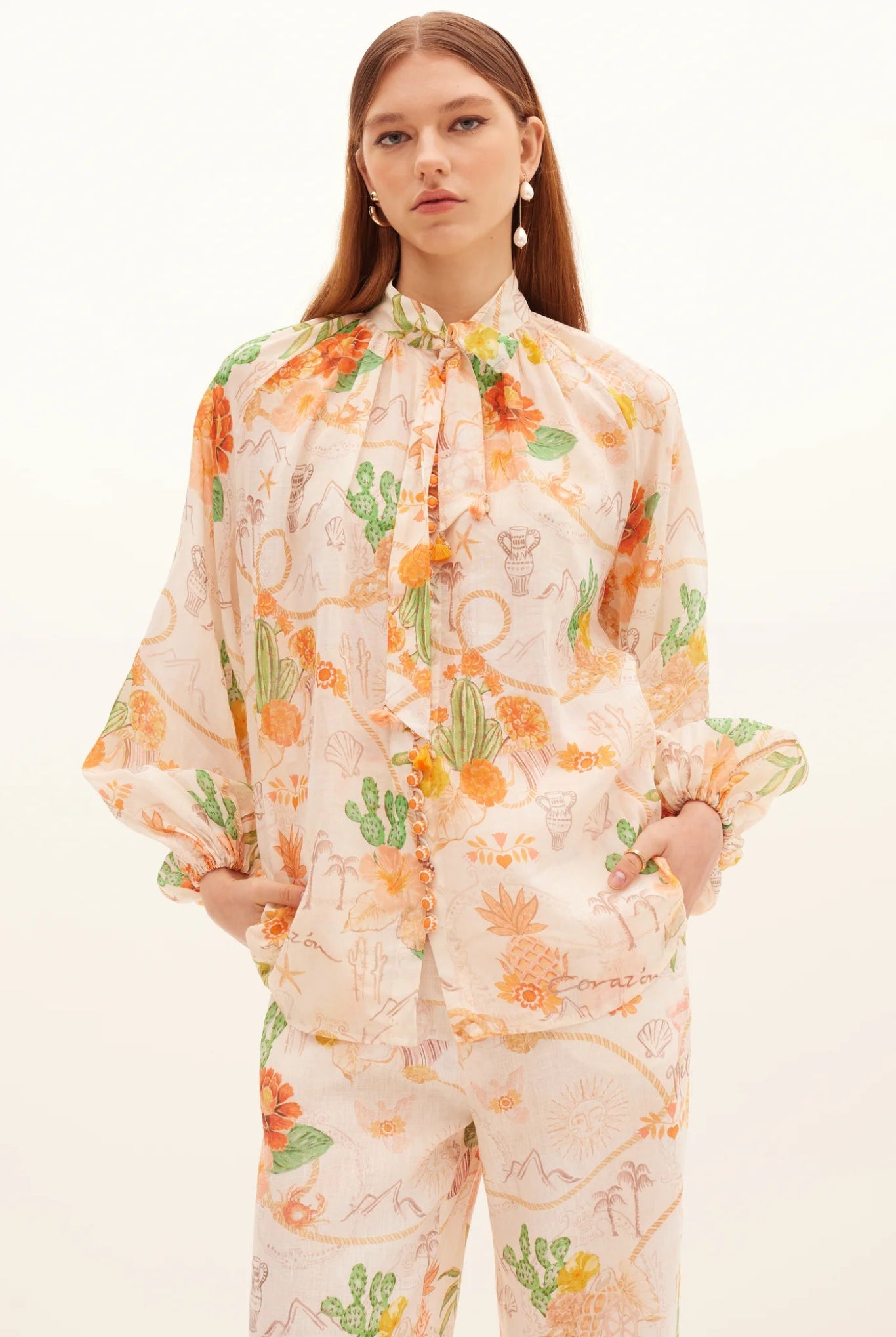 Tacana Tie Buttoned Blouse - Kate Ford - Archery Close