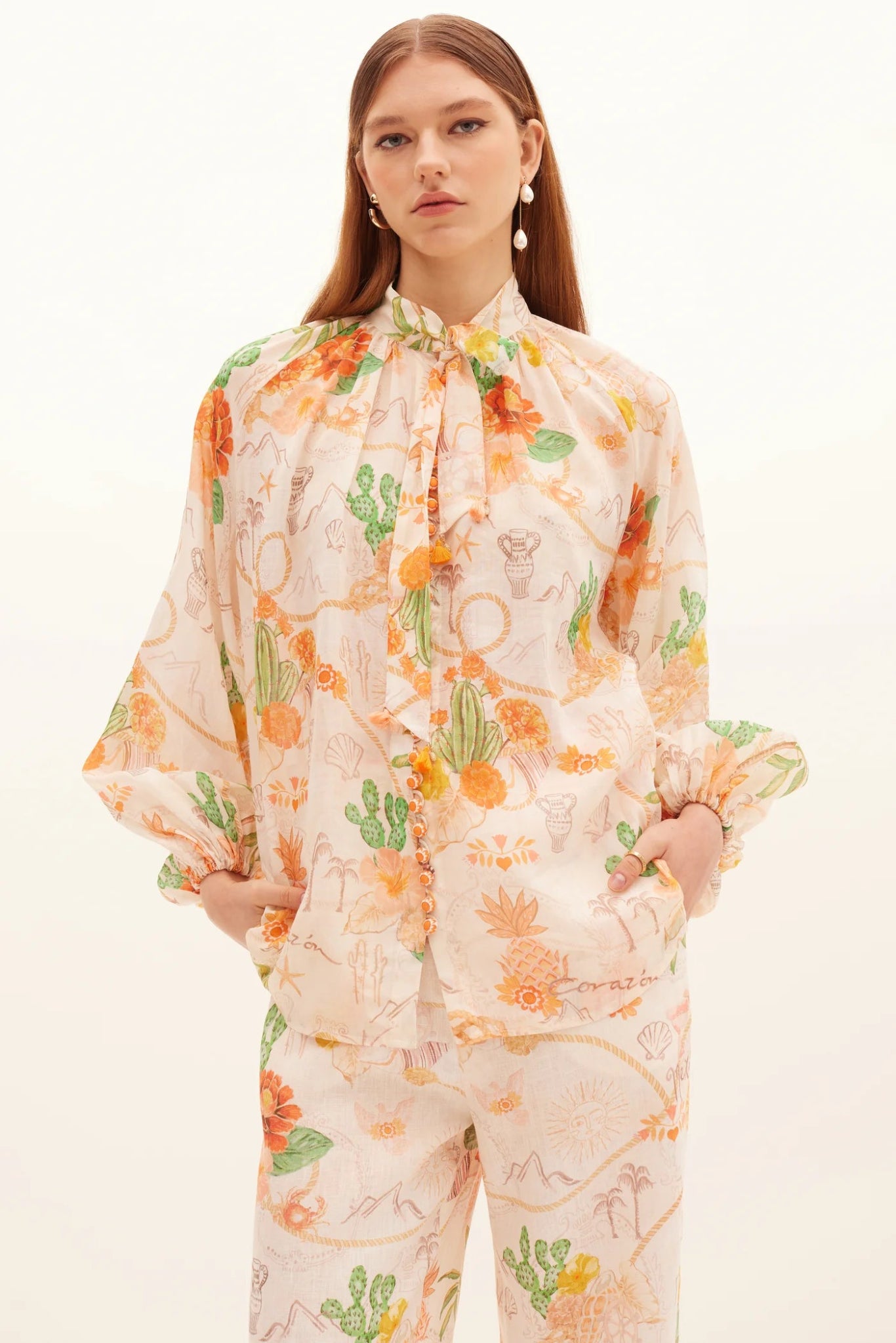 Tacana Tie Buttoned Blouse - Kate Ford - Archery Close