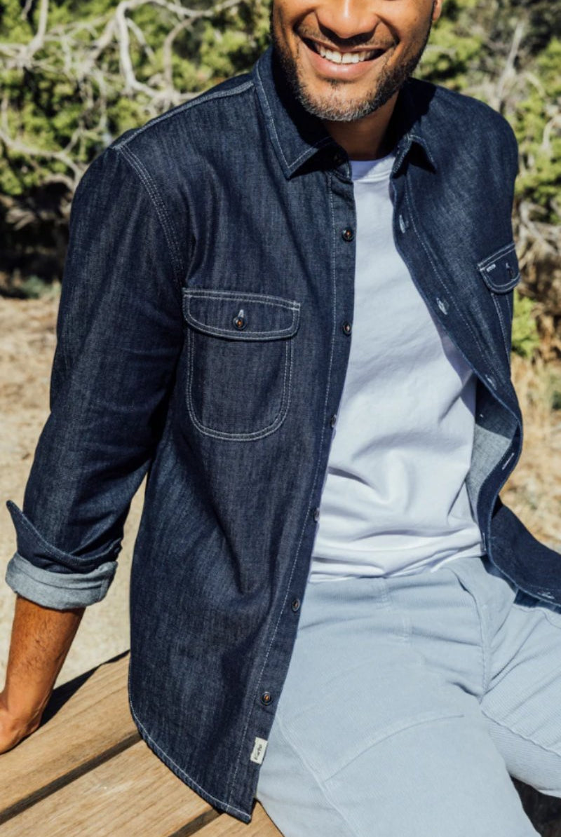 The Brace Shirt - Loose Weave Indigo - Hiroshi Kato - Archery Close