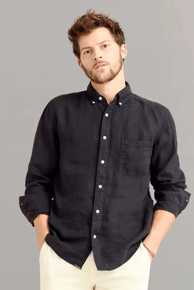 Tuscumbia Linen Shirt in Black - Billy Reid - Archery Close