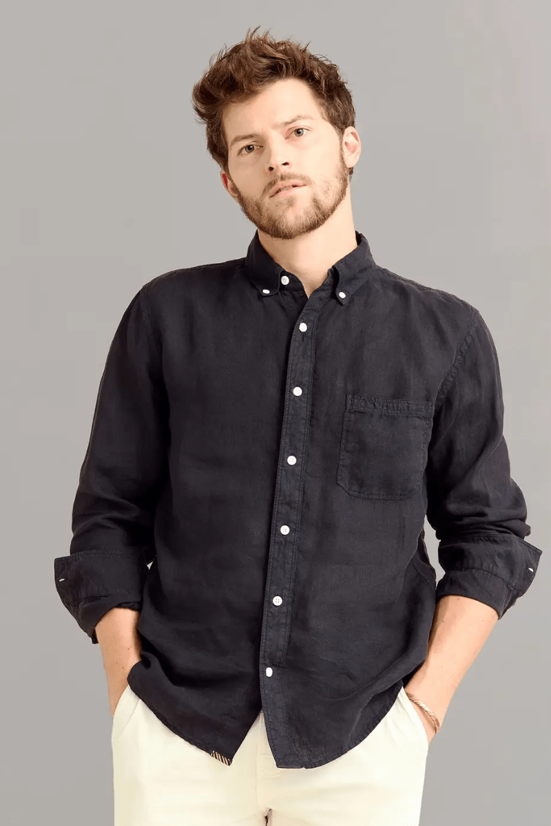 Tuscumbia Linen Shirt in Black - Billy Reid - Archery Close