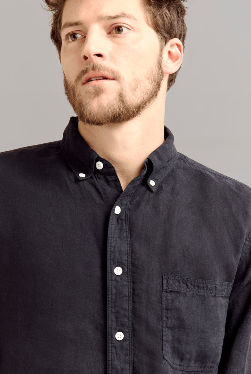 Tuscumbia Linen Shirt in Black - Billy Reid - Archery Close