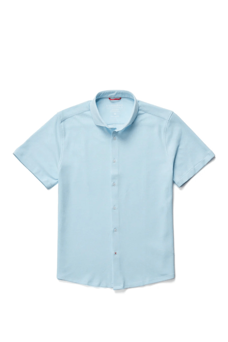 2 Tone Pique Short Sleeve - Stone Rose - Archery Close