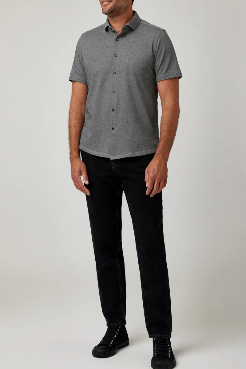 2 Tone Pique Short Sleeve - Stone Rose - Archery Close