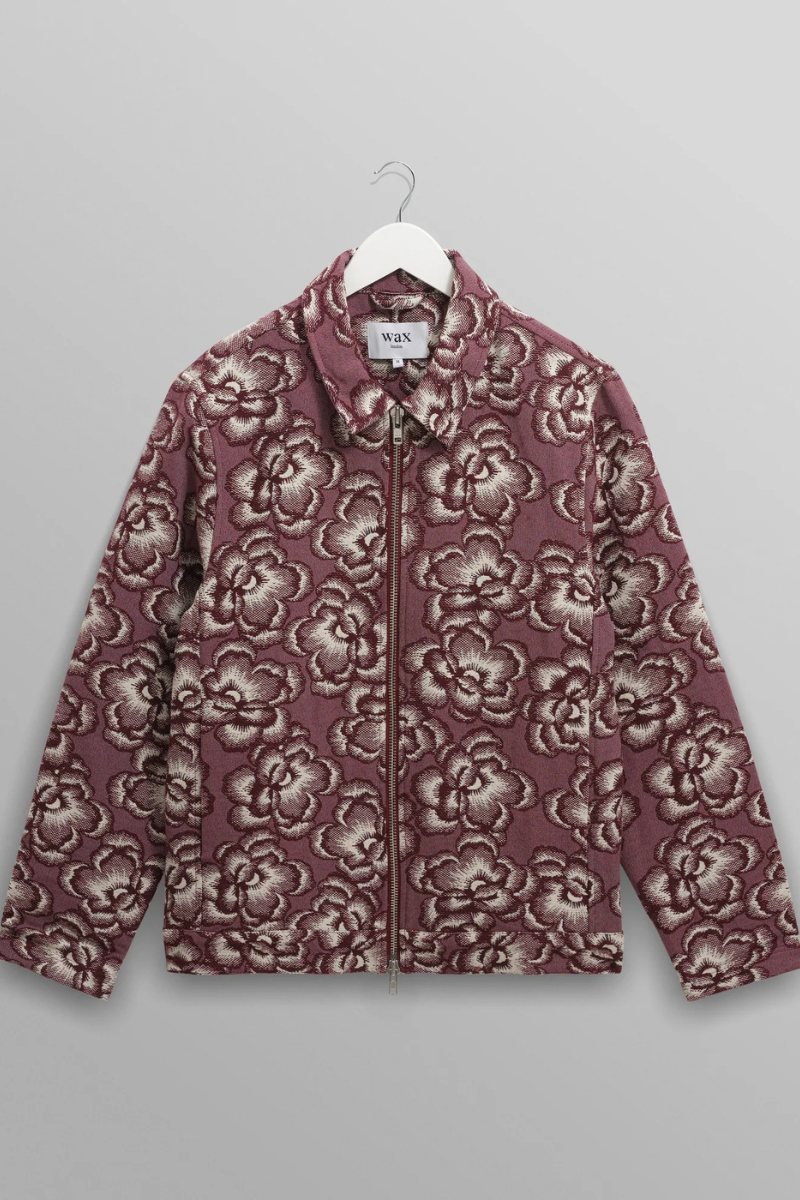 Park - Burgundy And Ecru Floral Jacquard Jacket