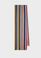 Multicolored striped scarf on a white background