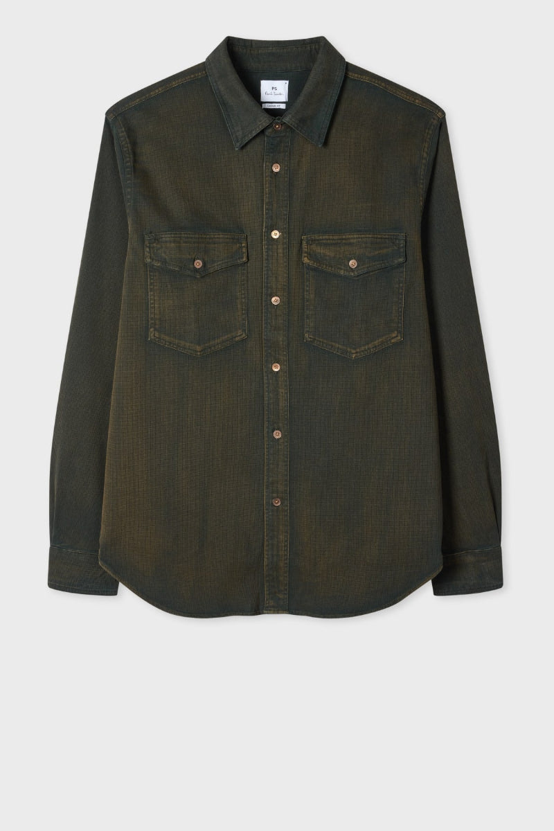 Two-Tone Textured Cotton-Blend Shirt