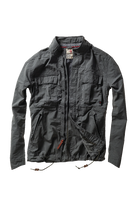 Dark gray jacket with multiple pockets on a white background