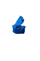 Blue fabric object on a white background