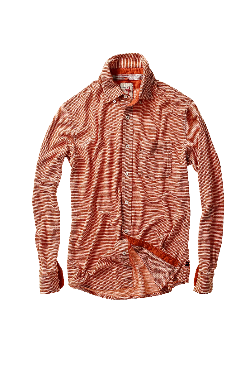 Red plaid shirt with a collar on a white background