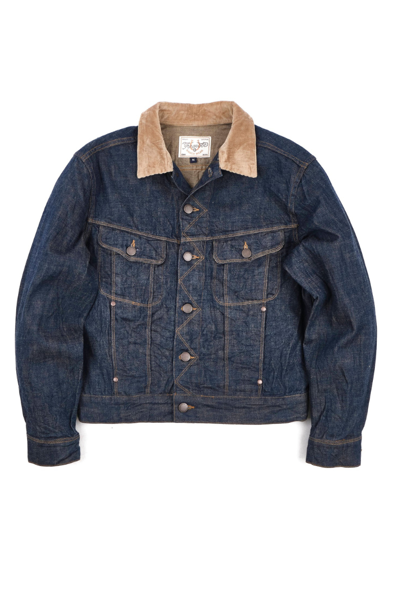 High Low 13 Ounce Natural Indigo Rinsed Jacket
