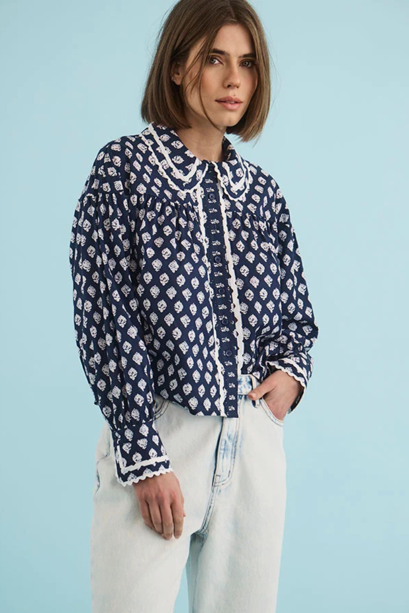 Finch Top in Thistle & Vine Blue