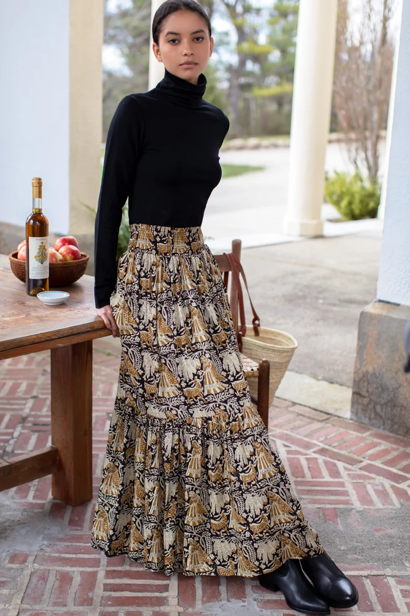 Shirred Shirt in Story Print