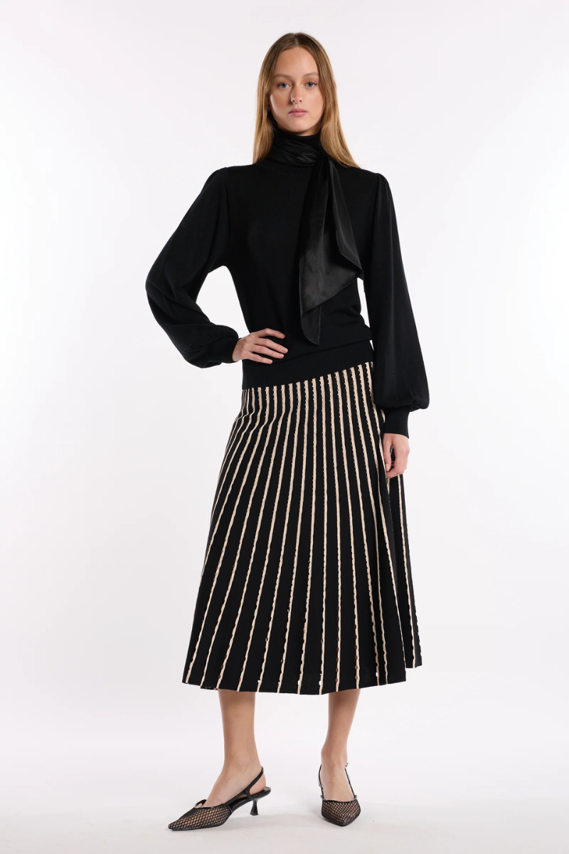 Colton Skirt in Pinstripe Black