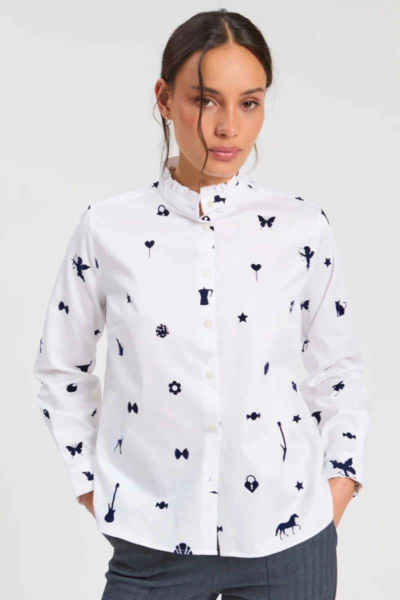 Ruffle Neck Long Sleeve