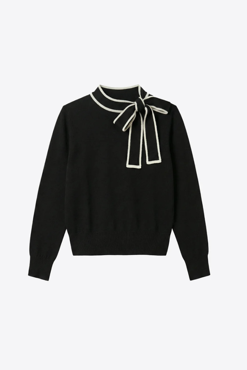Black and Cream Bow Sweater