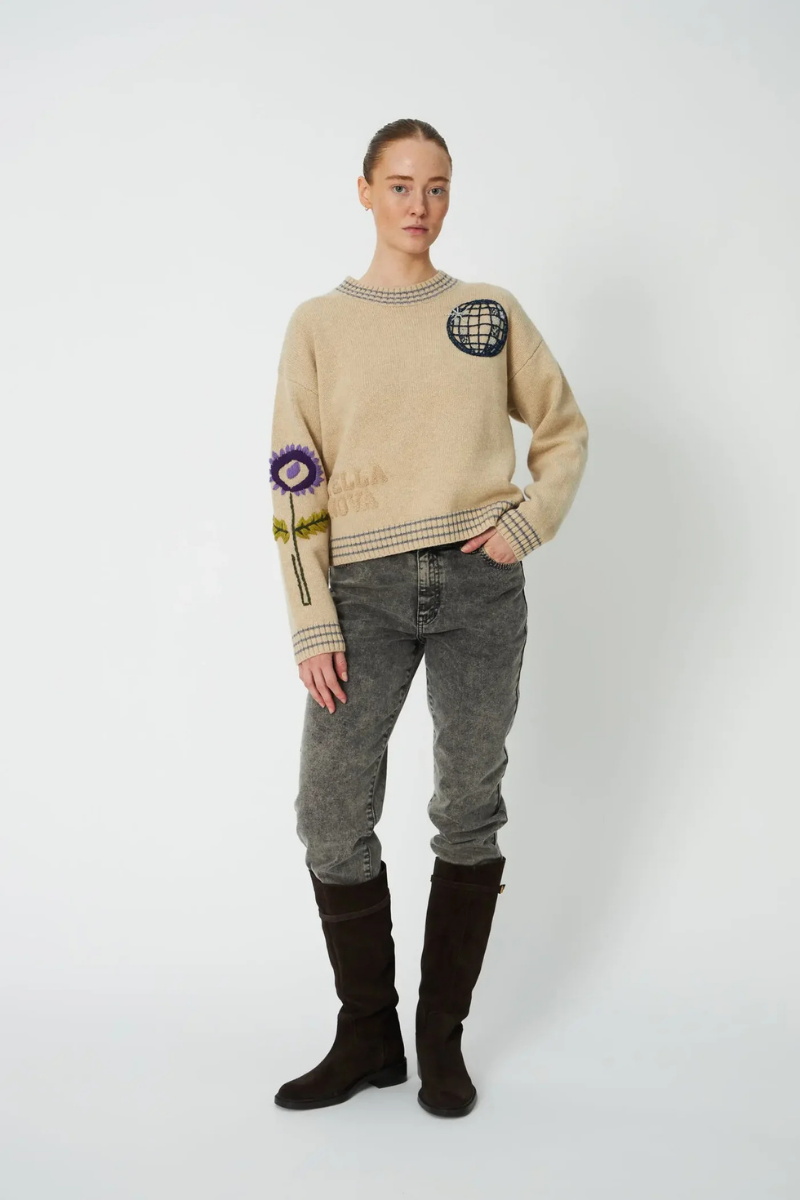 Knitted Sweater with Embroidery