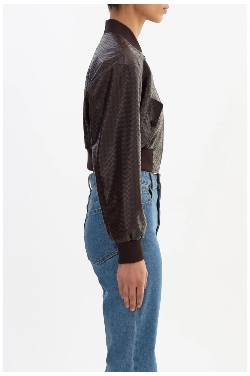 Evelin Cropped Woven Bomber