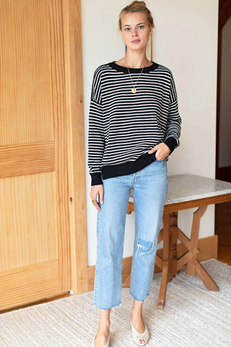 Carolyn Sweater in Ivory Stripe Black