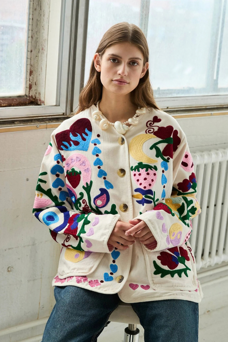 Maggie Jacket in White Rose