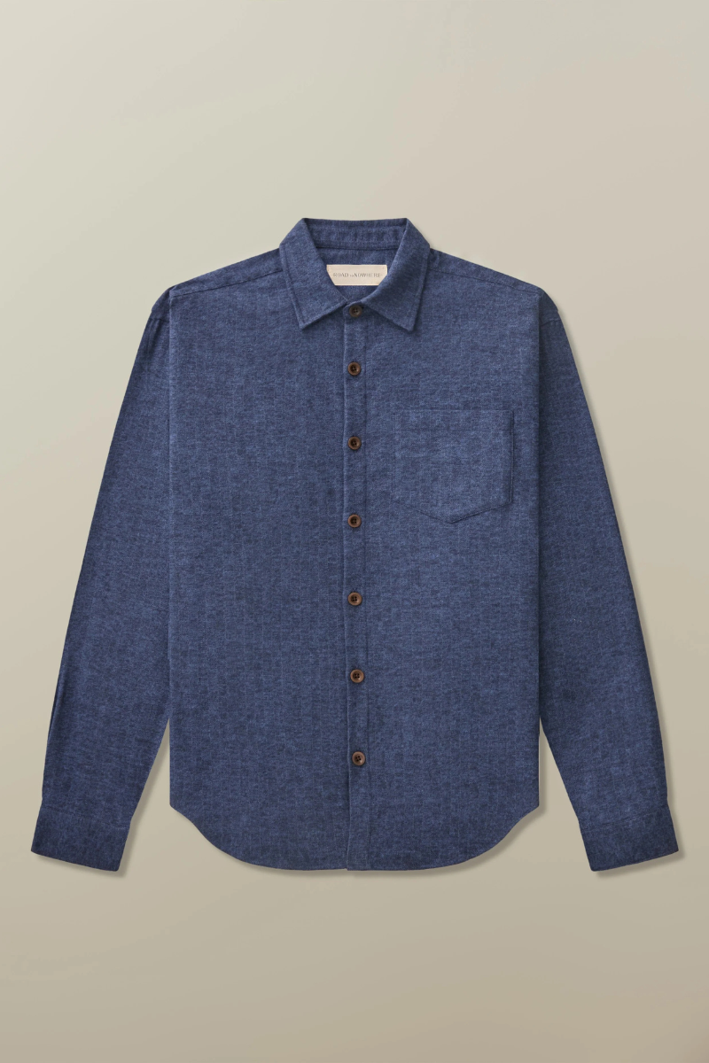 Accord Shirt in Indigo Herringbone