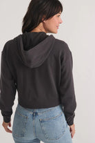 Anytime Cropped Full Zip in Washed Black - Marine Layer - Archery Close