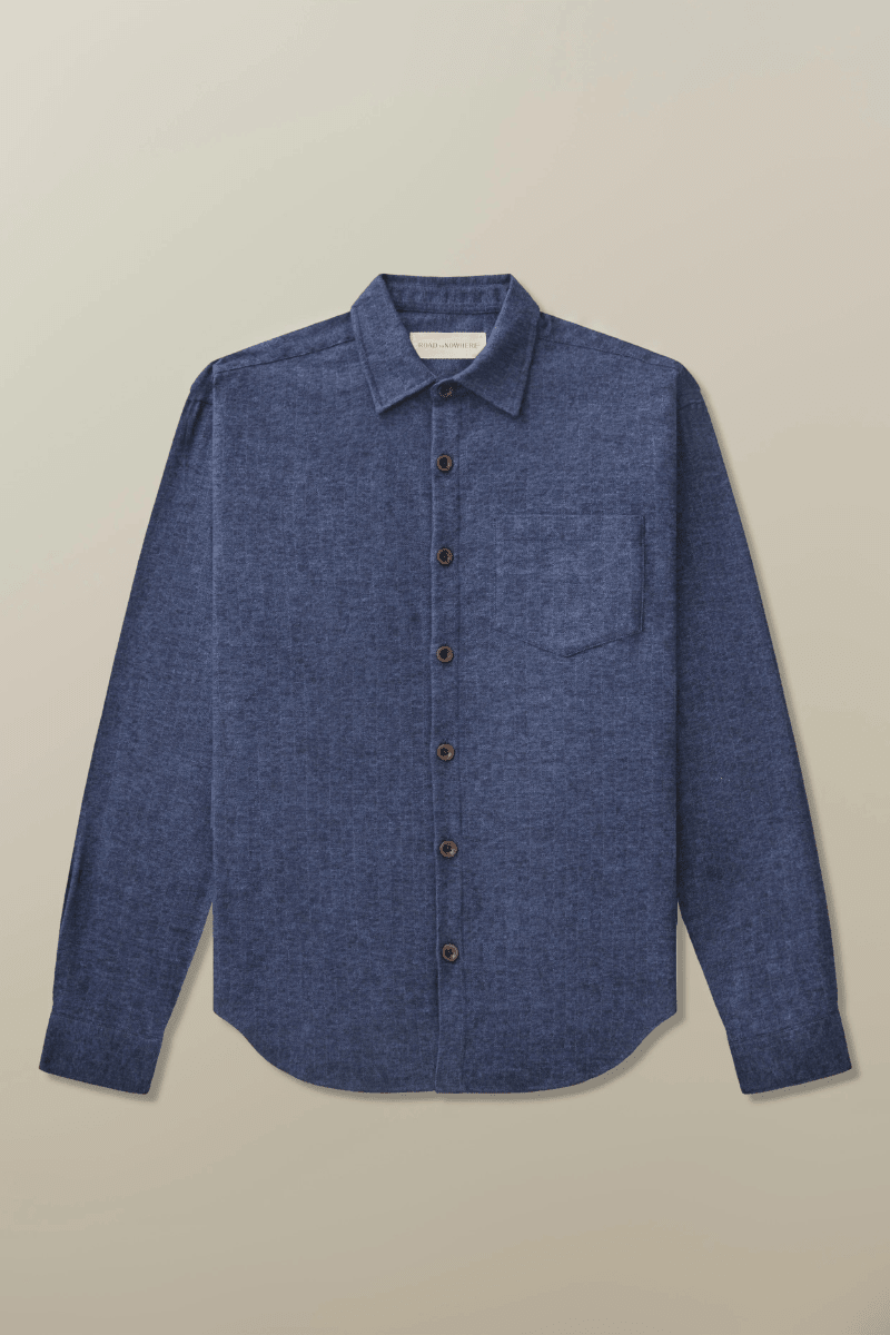 Shirts & Tops - Road to Nowhere Clothing - Accord Shirt in Indigo Herringbone - Archery Close