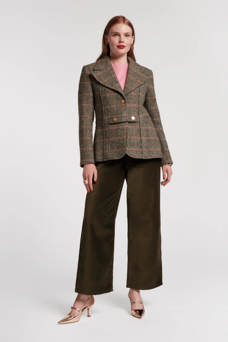 Pants - Frances Valentine - Ace Velvet Pant in Olive - Archery Close