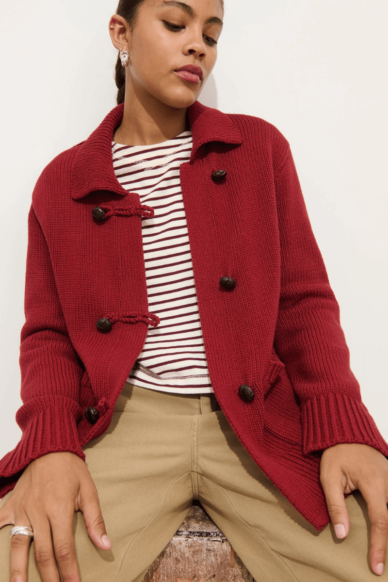 Sweater - Alex Mill - Agnes Sweater Jacket in Mahogany - Archery Close