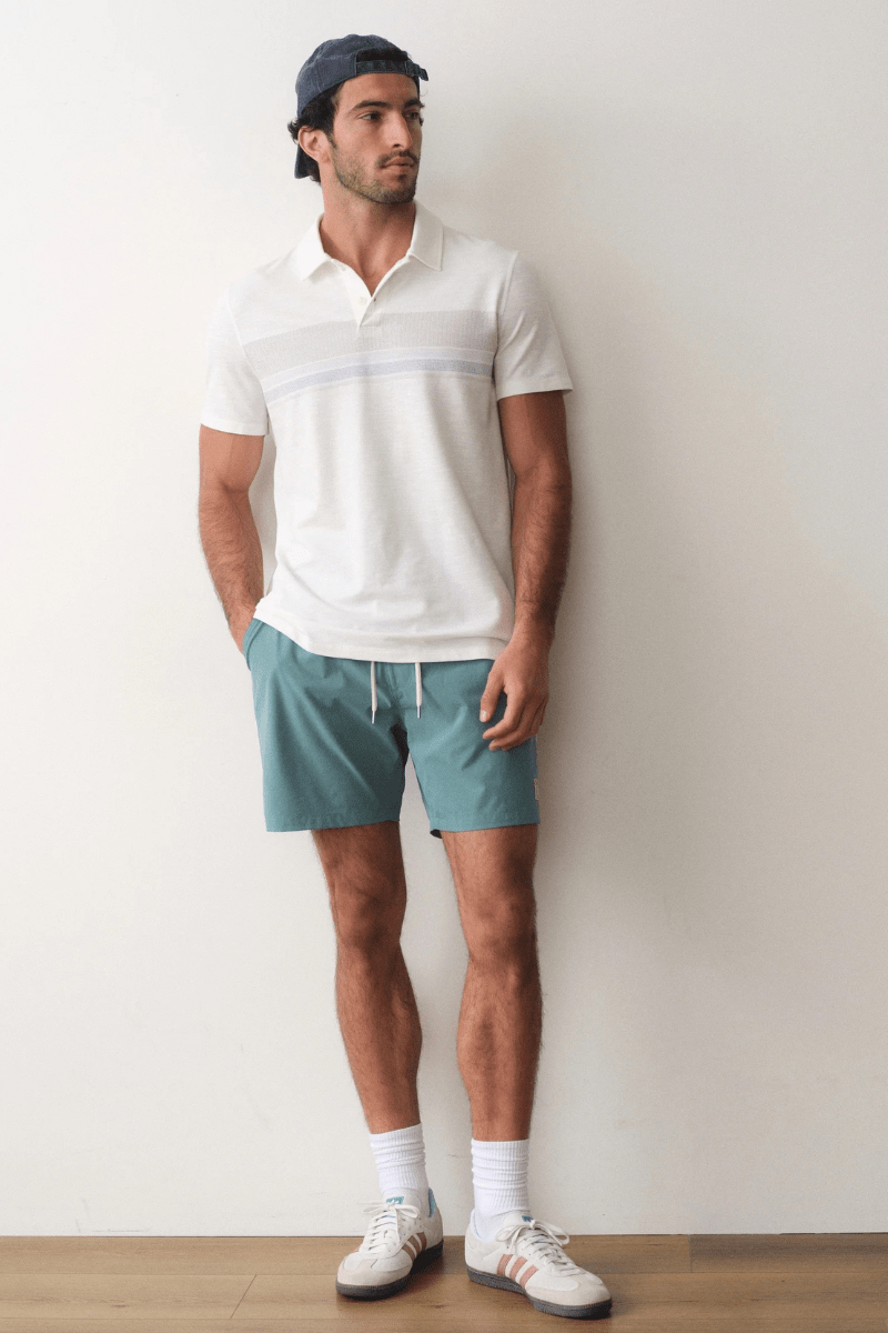 Shirts & Tops - Marine Layer - Air Stripe Polo in White Multi Stripe - Archery Close