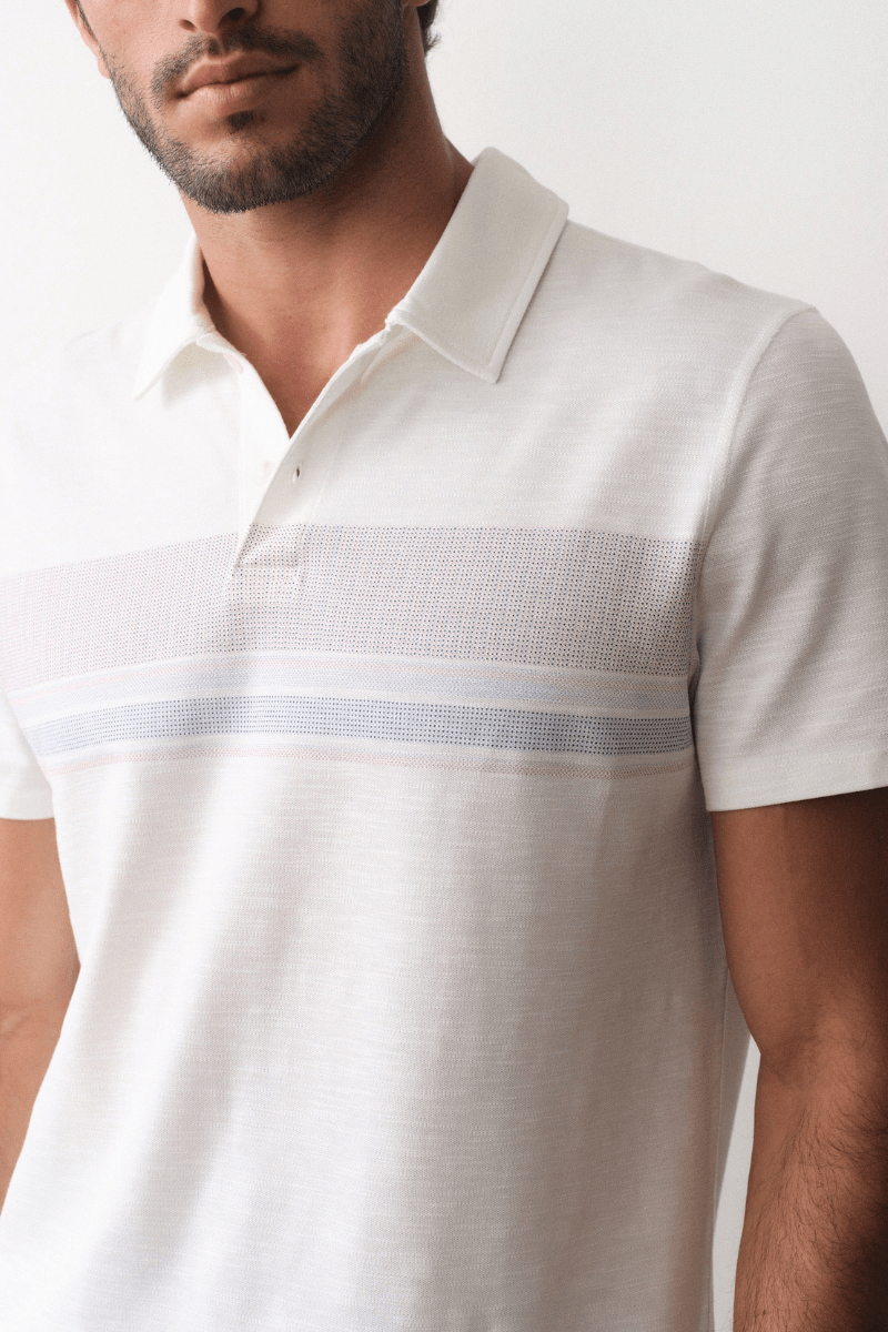 Shirts & Tops - Marine Layer - Air Stripe Polo in White Multi Stripe - Archery Close