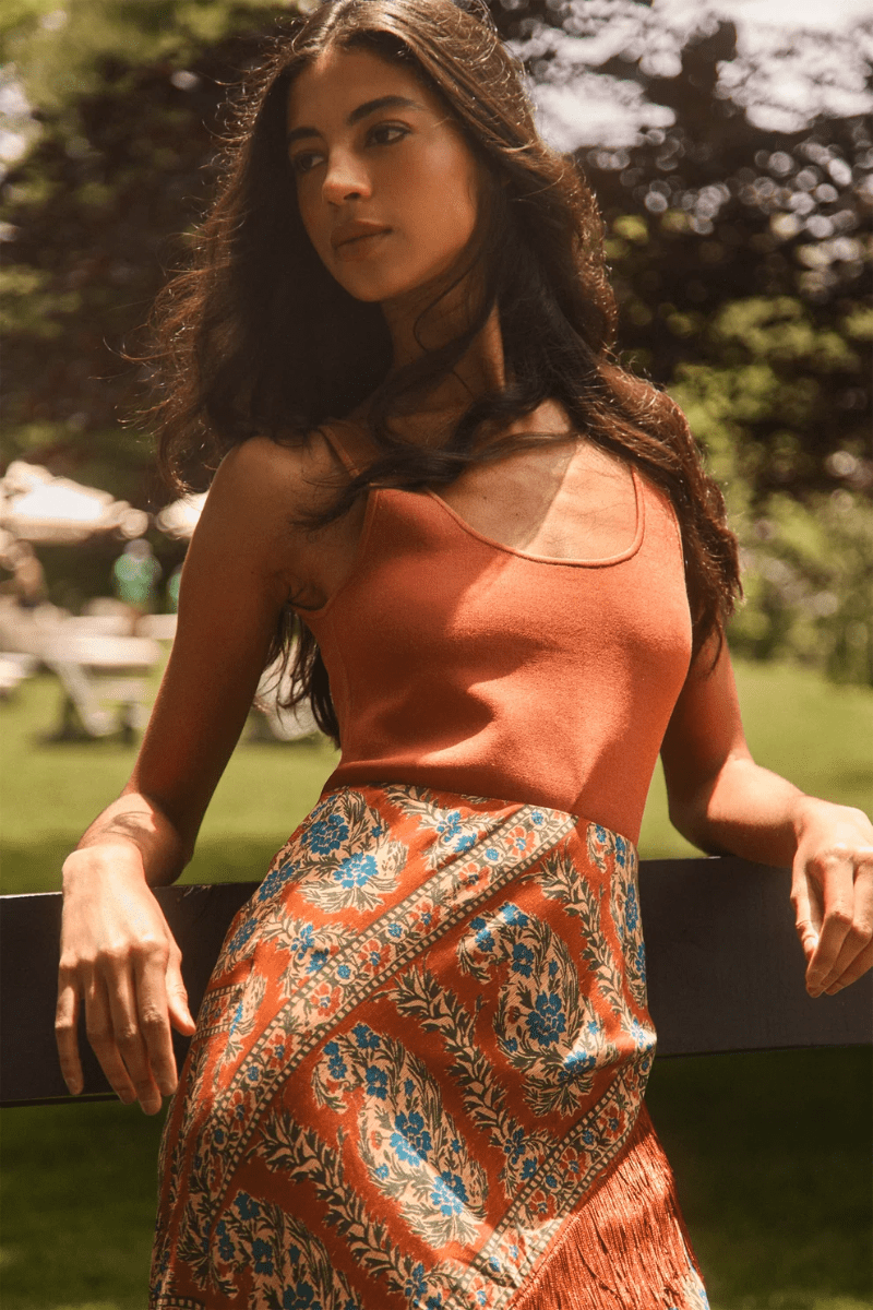 Skirts - Hunter Bell - Allyne Skirt in Amber Glen Brown - Archery Close