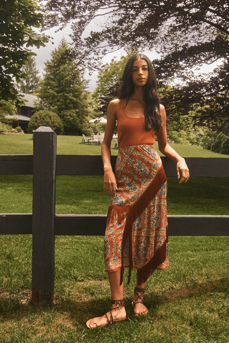 Skirts - Hunter Bell - Allyne Skirt in Amber Glen Brown - Archery Close