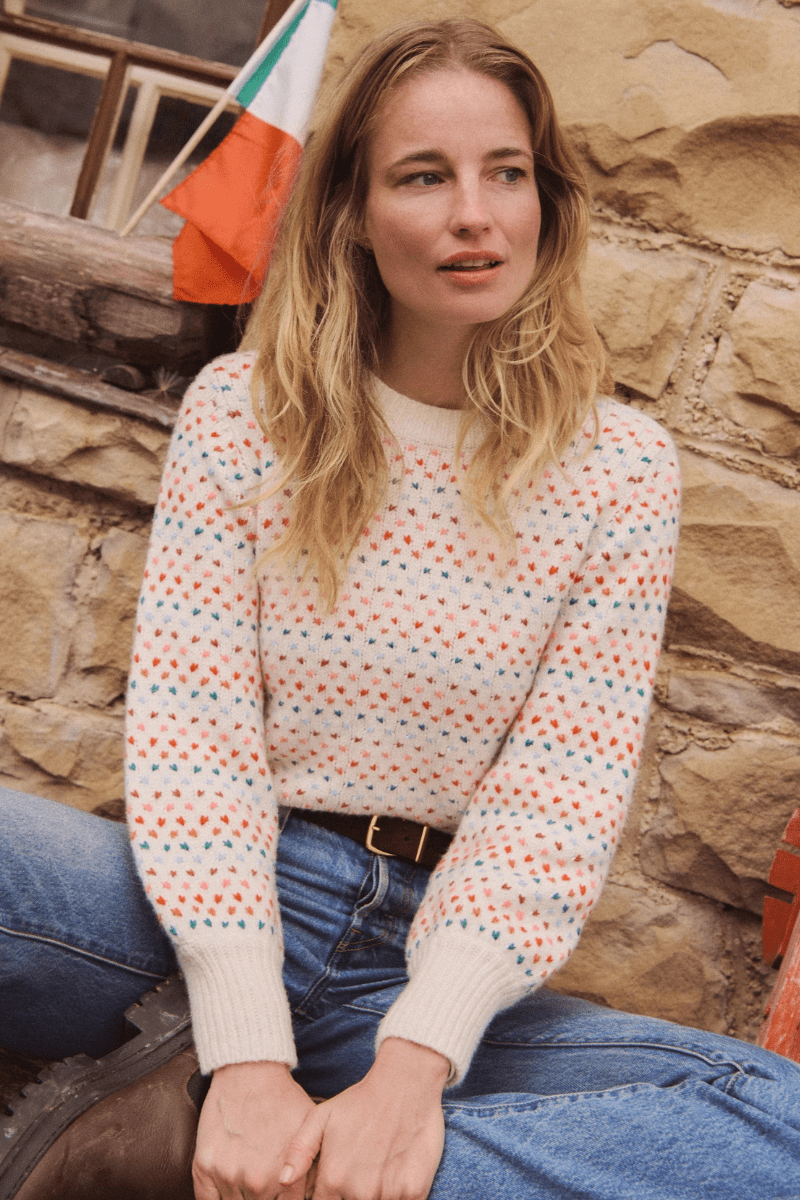 Sweater - Marine Layer - Alma Crewneck Sweater in Rainbow - Archery Close