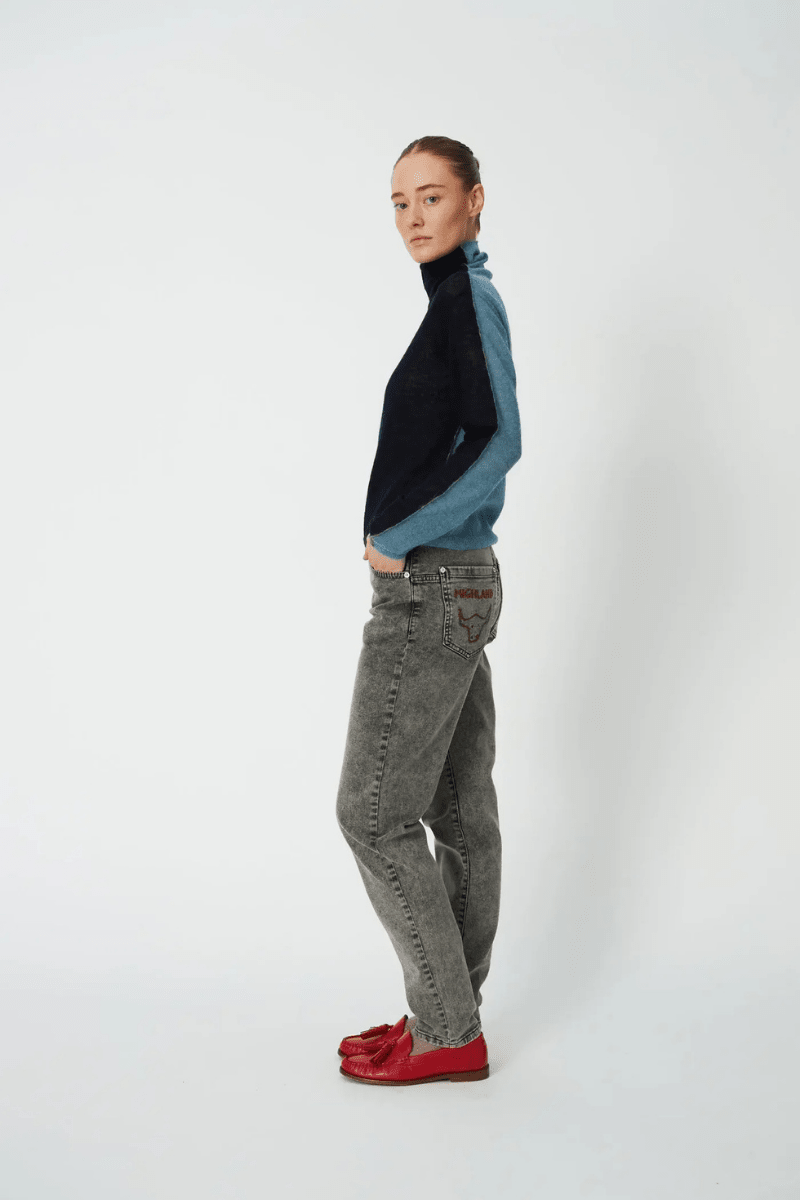 Sweater - Stella Nova - Alpaca Turtleneck in Evening Blue - Archery Close