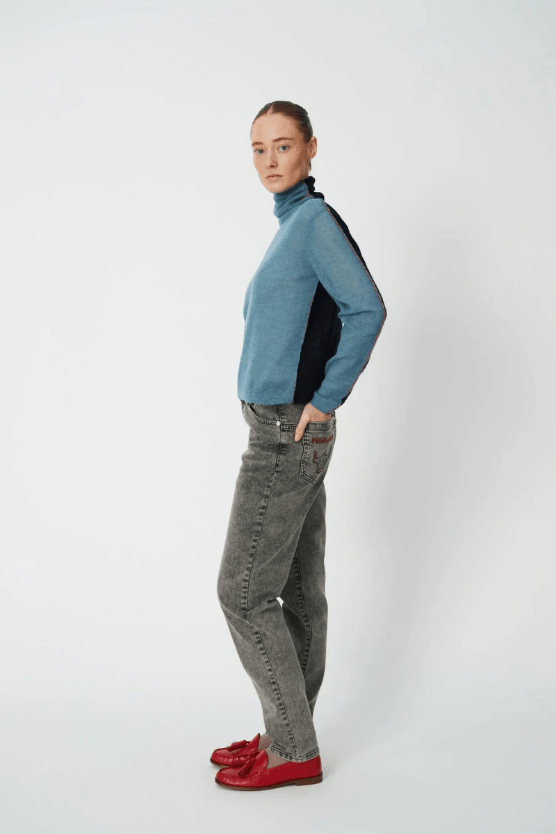 Sweater - Stella Nova - Alpaca Turtleneck in Evening Blue - Archery Close