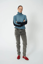 Sweater - Stella Nova - Alpaca Turtleneck in Evening Blue - Archery Close