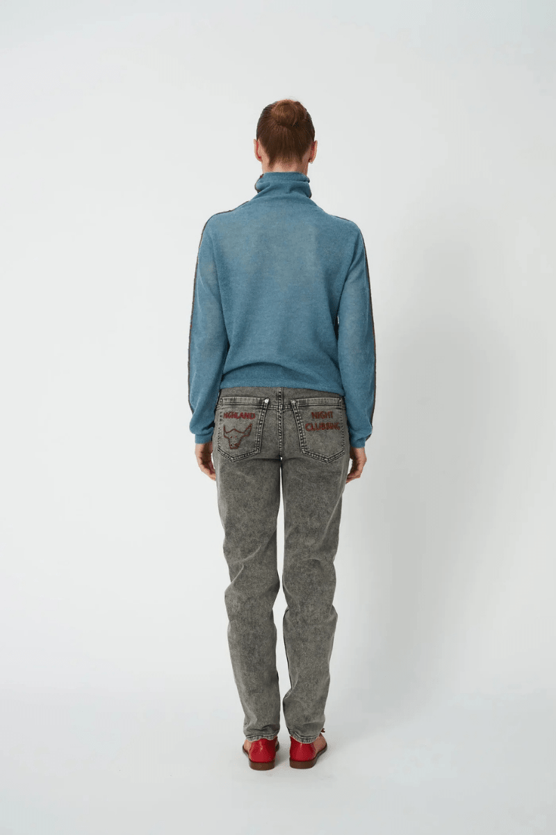 Sweater - Stella Nova - Alpaca Turtleneck in Evening Blue - Archery Close