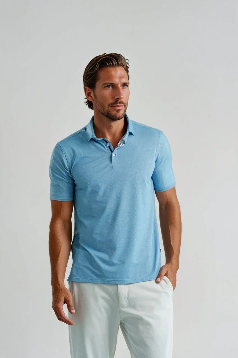 Stone Rose Apex - Aqua Birdseye Polo